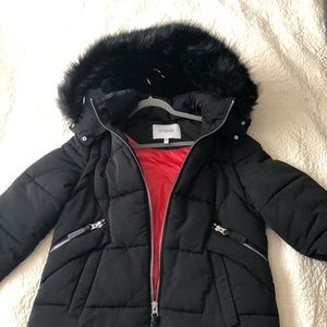 Black winter jacket with removable sleeves